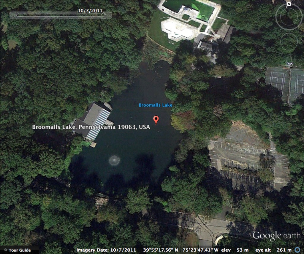 Broomall's Lake on Google Earth 10-7-2011