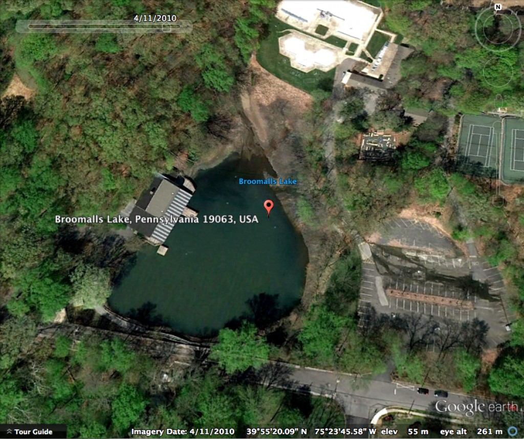 Broomall's Lake on Google Earth 4-11-2010